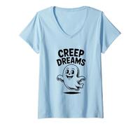Mujer Creep Dreams Vibraciones fantasmales de Halloween Camiseta Cuello V