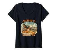 Mujer Creepin’ It Country Cute Farm Halloween Animals Camiseta Cuello V