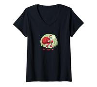 Mujer Creepy Zombie Santa Claus Horror Navidad Camiseta Cuello V