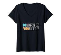Mujer Creer en ti Mismo Cita Positiva Confianza Inspiración De Camiseta Cuello V