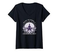 Mujer Creer que mereces Universo le servirá Manifestación Camiseta Cuello V