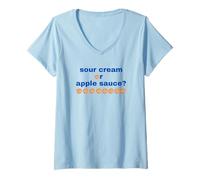 Mujer Crema Agria Hanukkah Latke o Salsa de Manzana Camiseta Cuello V