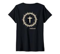 Mujer Creo en la Resurrección de Jesús Camiseta Cuello V