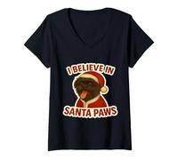 Mujer Creo en Santa Paws, Affenpinscher, Dog, Mamá, Papá, Navidad Camiseta Cuello V