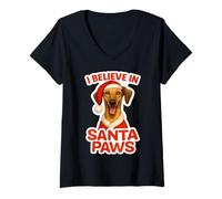 Mujer Creo en Santa Paws, Perro, mamá, papá, dueño, Navidad Camiseta Cuello V