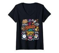 Mujer Creo en ti el día del Examen Test para Profesores Camiseta Cuello V