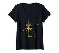 Mujer Creo Estrella de Belén Nacimiento Jesús Camiseta Cuello V