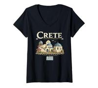 Mujer Creta Grecia Village Isla Griega Diseño de Viajes Camiseta Cuello V