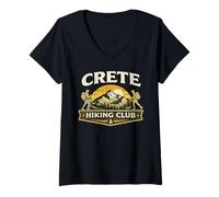 Mujer Creta Hiking Club Grecia Montaña Aventura Diseño Camiseta Cuello V
