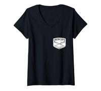 Mujer Crew Life United by The Oar Rowing Team Lema Row Diciendo Camiseta Cuello V