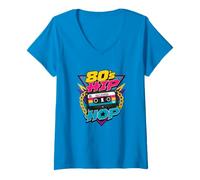 Mujer Criado en el Casete de Camiseta de Hip Hop Graffiti Rap de Camiseta Cuello V