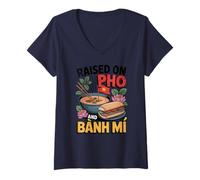 Mujer Criado en Pho Banh Mi Vietnamese Food Design Camiseta Cuello V