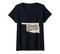 Mujer Criado en Tierra roja, Oklahoma Red Dirt Country para Hombres y Mujeres Camiseta Cuello V