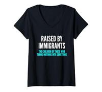 Mujer Criados por inmigrantes - Orgullosos Hijos de inmigrantes Camiseta Cuello V
