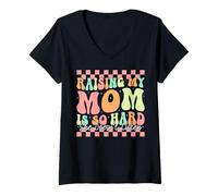 Mujer Criar a mi mamá es Tan difícil Que no Escucha Hijo Hija Camiseta Cuello V