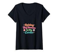 Mujer Criar pequeños Humanos es mi Cardio Divertido Sayin Día de la Madre Mamá Camiseta Cuello V