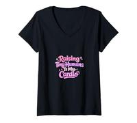 Mujer Criar pequeños Humanos es mi Cardio Divertido Sayin Día de la Madre Mamá Camiseta Cuello V