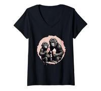 Mujer Crías de gorilas con postre: para amantes de los primates Camiseta Cuello V