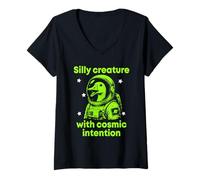 Mujer Criatura tonta con intención cósmica Astronauta Pato Ganso Camiseta Cuello V