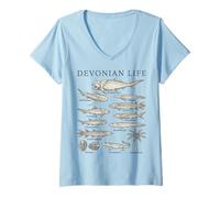 Mujer Criaturas Cámbricas Paleontología Fósil Vida Marina Camiseta Cuello V