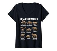 Mujer Criaturas de la Edad de Hielo Paleontología Mamíferos prehistóricos Camiseta Cuello V