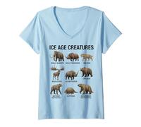 Mujer Criaturas de la Edad de Hielo Paleontología Mamíferos prehistóricos Camiseta Cuello V