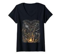 Mujer Criaturas del Bosque Misterioso Bigfoot Leyendas del Hombre Polilla Camiseta Cuello V