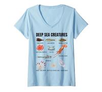 Mujer Criaturas del mar Profundo Biología del océano Vida Marina Oceanografía Camiseta Cuello V