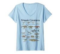 Mujer Criaturas Triásicas Primeros Reptiles Evolución Paleontología Camiseta Cuello V