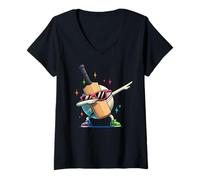 Mujer Cricket Ball Dabbing Graphic Cricket Player Kids Boys Men Camiseta Cuello V