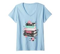 Mujer Crimen Ficción Romance Smut Fantasía Pila Camiseta Cuello V