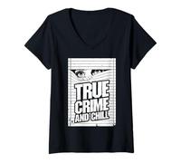 Mujer Crimen verdadero y escalofriante, divertido testigo ocular, asesinato, misterio, persianas Camiseta Cuello V