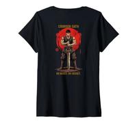 Mujer Crimson Oath Warrior Dark Fantasy Samurai Anime Arte japonés Camiseta Cuello V
