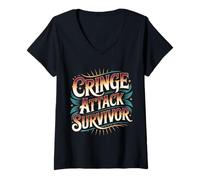 Mujer Cringe Attack Survivor Sarcasmo incómodo - Camiseta Cuello V