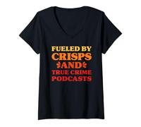 Mujer Crisps and True Crime Funny Me encantan Las Patatas Fritas y el Crimen Verdadero Camiseta Cuello V
