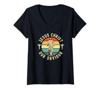 Mujer Cristiana Pascua Jesucristo Nuestros Líderes de Adoración Salvador Camiseta Cuello V