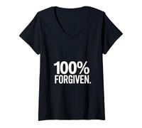 Mujer Cristiano 100% Perdón Inspiración Vida Camiseta Cuello V