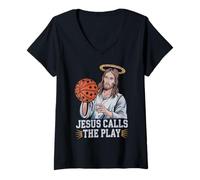 Mujer Cristiano Baloncesto Amante Religioso Baller Jesucristo Camiseta Cuello V