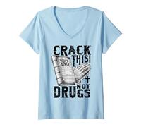 Mujer Cristiano Diciendo Santa Biblia Crack Esto No Drogas Cruz Camiseta Cuello V