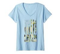 Mujer Cristiano Inspirador de Camuflaje Militar Camiseta Cuello V