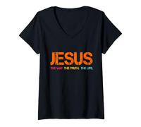 Mujer Cristiano Jesucristo Verso de la Biblia Dios Cruz Religiosa Fe Camiseta Cuello V