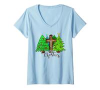 Mujer Cristiano Navidad Jesucristo Religioso Hombres Mujeres Niños Camiseta Cuello V