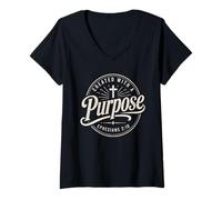 Mujer Cristianos Efesios Creados con Un Propósito Versículo Bíblico Fe Camiseta Cuello V