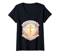 Mujer Cristianos ortodoxos por fe, Gracia, Nuevas convertidas, Mujeres orientales Camiseta Cuello V