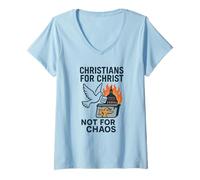 Mujer Cristianos para Cristo no para el Caos - Gráfico de fe y votación Camiseta Cuello V