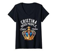Mujer Cristina Nombre Regalo de Cumpleaños Funny Cristina Over People Crown Camiseta Cuello V