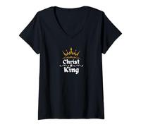 Mujer Cristo es Rey Biblia Católico Cristiano Camiseta Cuello V