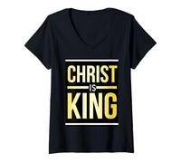Mujer Cristo es Rey Camiseta Cuello V