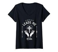 Mujer Cristo me Lleva a Cuba Camiseta Cuello V