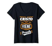 Mujer Cristo viene pronto Spanish Bible Verses in Spanish Tee Camiseta Cuello V
